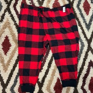 Old Navy Sweat‎ Pants Jogger Pajama Printed Flannel Plaid Red Black Pull On Knit